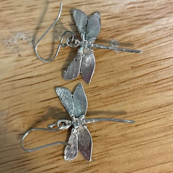 Sterling Silver Dragonfly Earrings, Handmade, NEW, 1.75” - Picture 6 of 7